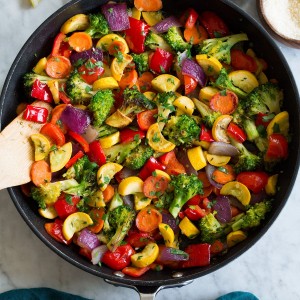 Sautéed vegetables in olive oil 